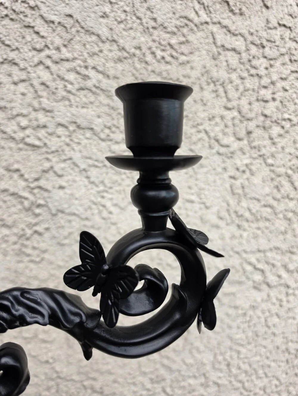 Martha Stewart Matte Black Snake & Butterfly Three-Arm Candelabra Halloween NWT